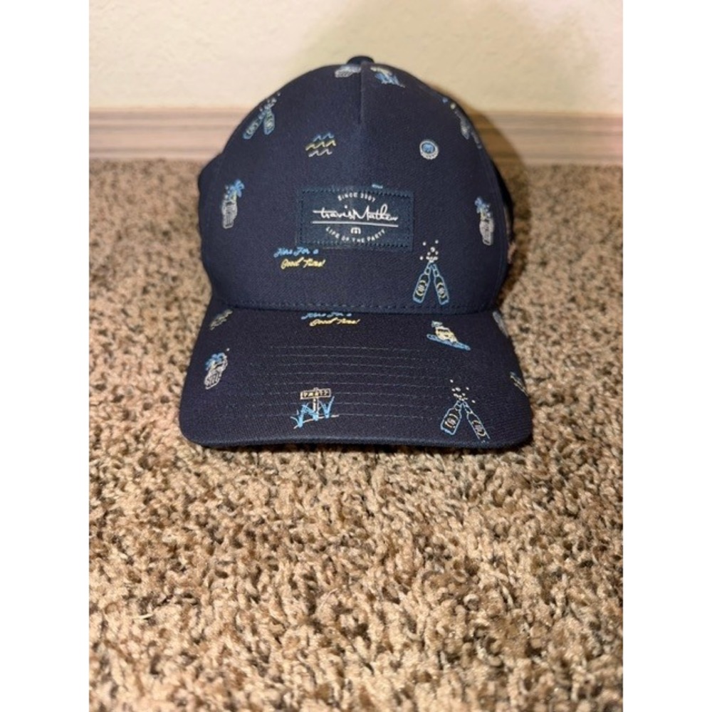 TravisMathew Mens Navy Blue Life of the Party Ridglea Snapback Golf Hat Cap